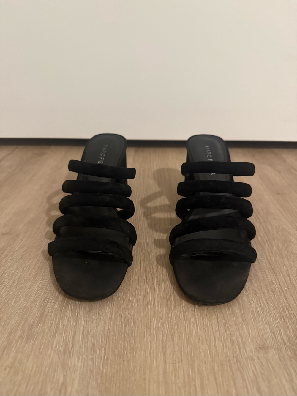 Marc Fisher Black Multi-Strap Slide Heel size 6.5